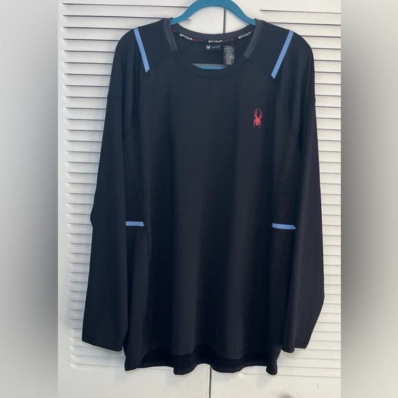 Spyder Active Shirt Mens XXL Black Pullover Athletic Performance Outdoors Proweb - Picture 1 of 7